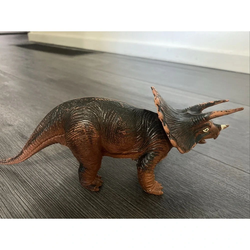 Vintage 1985 Imperial Dinosaur Triceratops Orange & Black